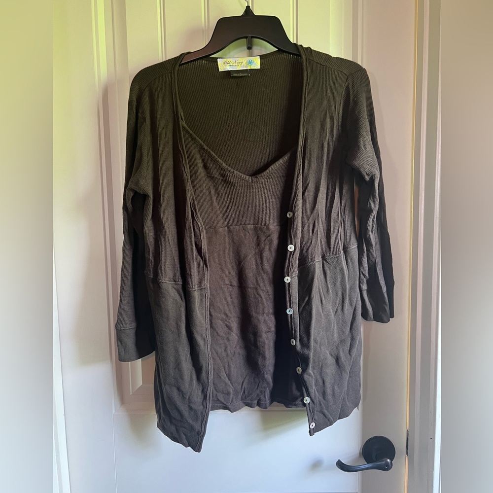 Old Navy Maternity Cami Cardigan Set Brown Size Large.